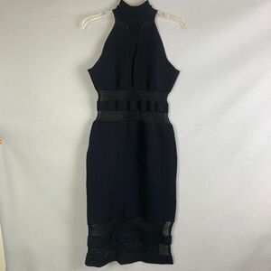 Herve Leger Julia Restoin Roitfeld Black Mesh Panel Bandage Dress Size Large